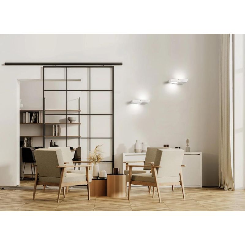 T375 ANCHISE APPLIQUE SQUADRATA LUCE SOPRA SOTTO IN GESSO VERNICIABILE CM 27x15 LAMPADINE ATTACCO GX53 Sforzin Illuminazione - C