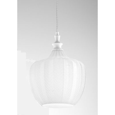 CLEOFE SOSPENSIONE SINGOLA IN VETRO BIANCO, COBALTO, AMBRA O OCRA DECORATO A RILIEVO DELLA GEA LUCE GEA LUCE - Cristalensi Shop 