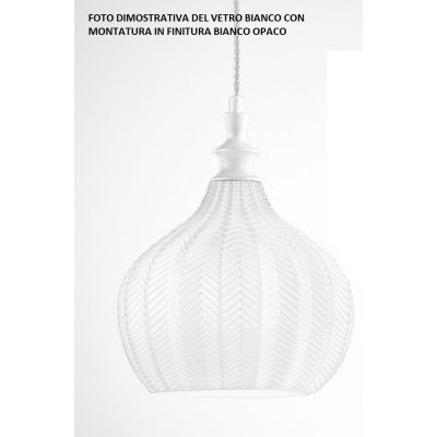 CLEOFE SOSPENSIONE IN VETRO COLORI BIANCO, COBALTO, AMBRA O OCRA CON DECORO A RILIEVO DELLA GEA LUCE GEA LUCE - Cristalensi Shop