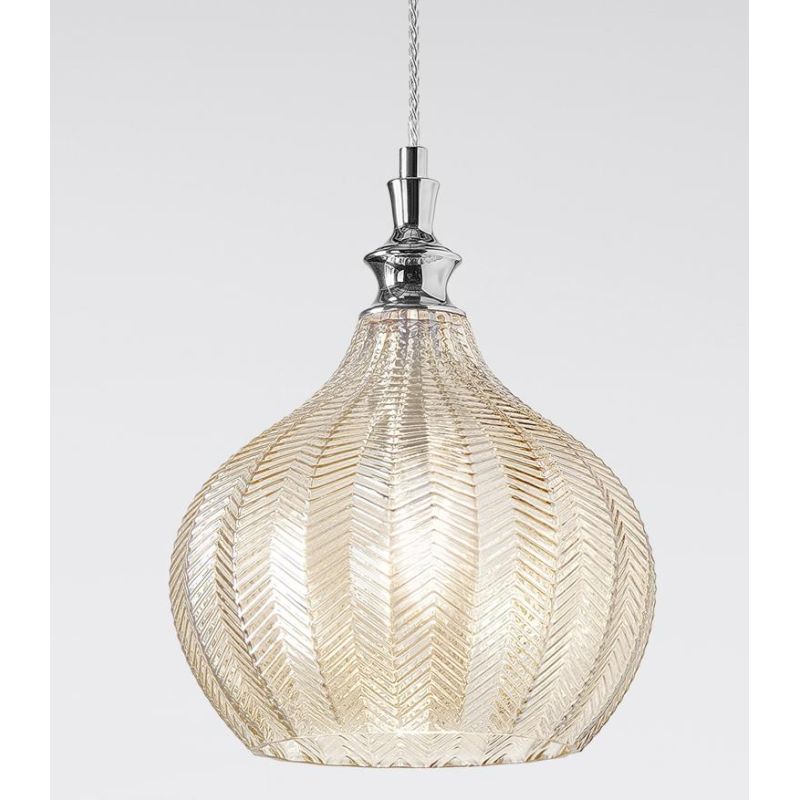 CLEOFE SOSPENSIONE IN VETRO COLORI BIANCO, COBALTO, AMBRA O OCRA CON DECORO A RILIEVO DELLA GEA LUCE GEA LUCE - Cristalensi Shop