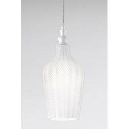 CLEOFE S12 SOSPENSIONE SINGOLA IN VETRO BIANCO,OCRA,AMBRA O CABALTO DECORATO A RILIEVO GEA LUCE - Cristalensi Shop Online