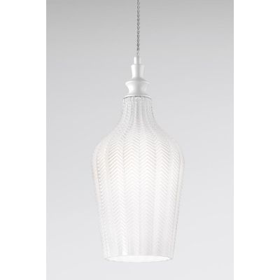 CLEOFE S12 SOSPENSIONE SINGOLA IN VETRO BIANCO,OCRA,AMBRA O CABALTO DECORATO A RILIEVO GEA LUCE - Cristalensi Shop Online