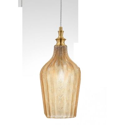 CLEOFE S12 SOSPENSIONE SINGOLA IN VETRO BIANCO,OCRA,AMBRA O CABALTO DECORATO A RILIEVO GEA LUCE - Cristalensi Shop Online