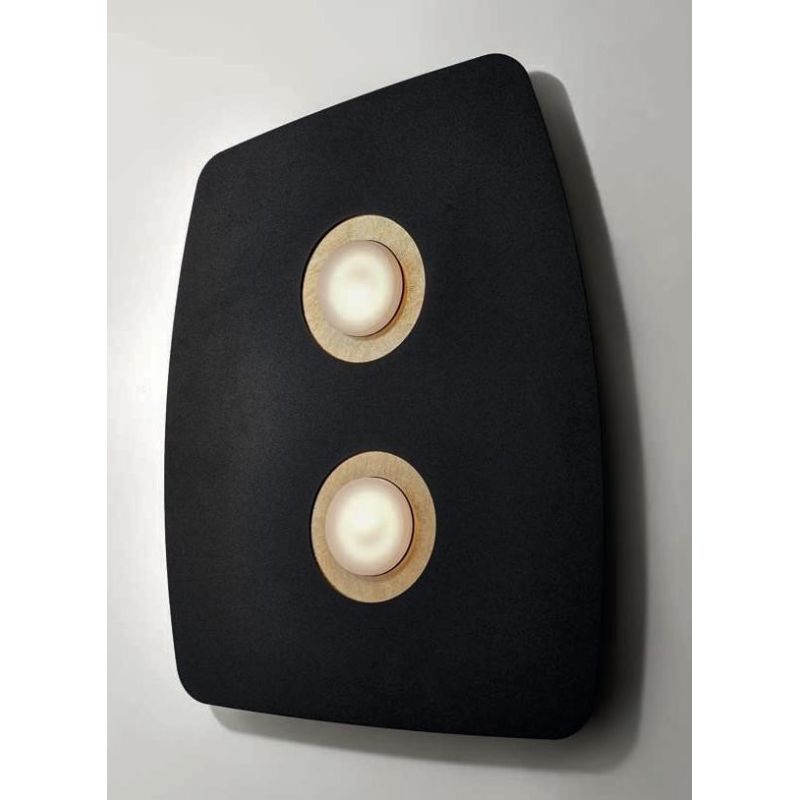 DEMETRA 2 NERA PLAFONIERA APPLIQUE IN METALLO NERO 8 COLORI CERCHI LAMPADINE SOSTITUIBILI Illuminando - Cristalensi Shop Online