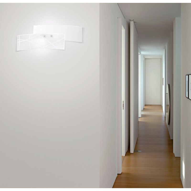 FRIDA AP LAMPADA DA PARETE PICCOLA MODERNA IN VETRO BIANCO DECORATO DELLA GEA LUCE GEA LUCE - Cristalensi Shop Online