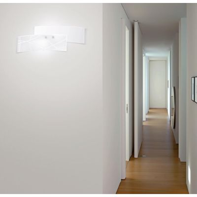 FRIDA AP LAMPADA DA PARETE PICCOLA MODERNA IN VETRO BIANCO DECORATO DELLA GEA LUCE GEA LUCE - Cristalensi Shop Online