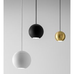 GUYA S1 SOSPENSIONE A SFERA MODERNA METALLO ORO,BIANCO O NERO LED 8W DELLA GEA LUCE GEA LUCE - Cristalensi Shop Online