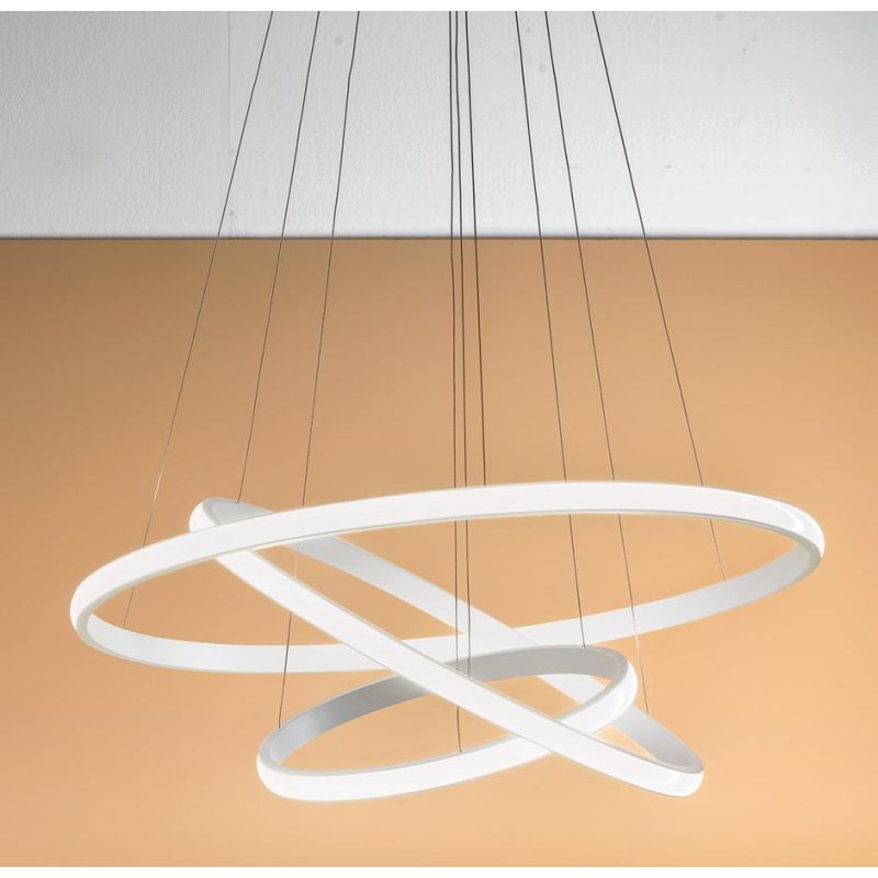 IOLE S3 LAMPADARIO A SOSPENSIONE CON 3 ANELLI LED 60W LUCE 3000K DIMMERABILE 3 COLORI GEA LUCE - Cristalensi Shop Online
