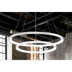 KRIZIA S2 SOSPENSIONE MODERNA CON DOPPIO ANELLO LED 88W LUCE DIMMERABILE BIANCO O ORO DELLA GEA LUCE GEA LUCE - Cristalensi Shop