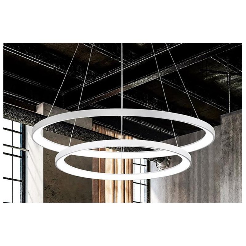 KRIZIA S2 SOSPENSIONE MODERNA CON DOPPIO ANELLO LED 88W LUCE DIMMERABILE BIANCO O ORO DELLA GEA LUCE GEA LUCE - Cristalensi Shop