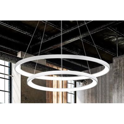 KRIZIA S2 SOSPENSIONE MODERNA CON DOPPIO ANELLO LED 88W LUCE DIMMERABILE BIANCO O ORO DELLA GEA LUCE GEA LUCE - Cristalensi Shop