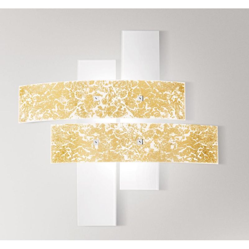 LARA LAMPADA DA SOFFITTO IN VETRO MEDIA IN FOGLIA ORO O ARGENTO DI GEA LUCE GEA LUCE - Cristalensi Shop Online