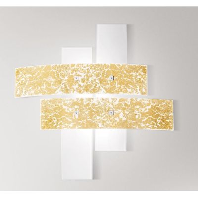 LARA LAMPADA DA SOFFITTO IN VETRO MEDIA IN FOGLIA ORO O ARGENTO DI GEA LUCE GEA LUCE - Cristalensi Shop Online