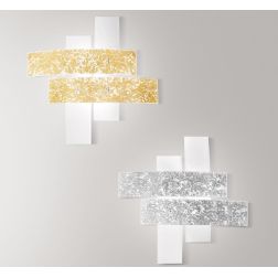 LARA LAMPADA DA SOFFITTO IN VETRO MEDIA IN FOGLIA ORO O ARGENTO DI GEA LUCE GEA LUCE - Cristalensi Shop Online