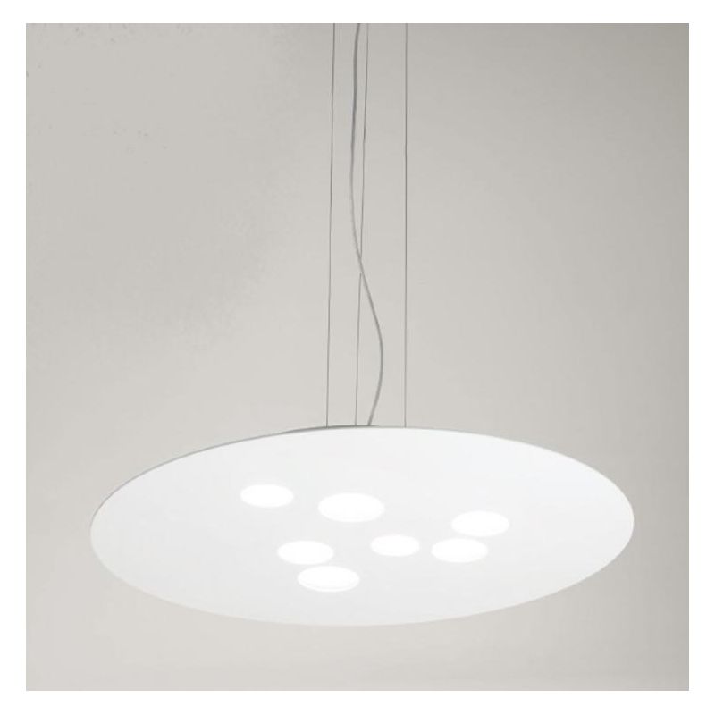 LUNA SOSPENSIONE MODERNA 10 LUCI ATTACCO GX53 BIANCA O TORTORA BIEMISSIONE DI LUCE DELLA GEA LUCE GEA LUCE - Cristalensi Shop On