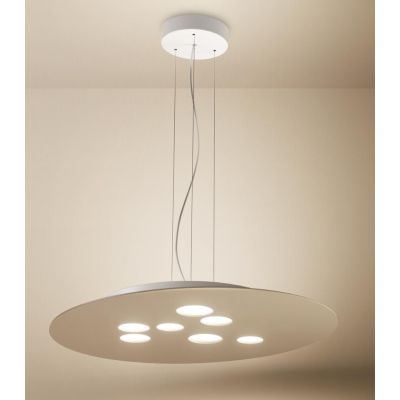 LUNA SOSPENSIONE MODERNA 10 LUCI ATTACCO GX53 BIANCA O TORTORA BIEMISSIONE DI LUCE DELLA GEA LUCE GEA LUCE - Cristalensi Shop On