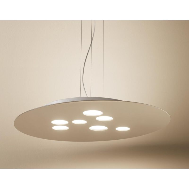 LUNA SOSPENSIONE MODERNA 10 LUCI ATTACCO GX53 BIANCA O TORTORA BIEMISSIONE DI LUCE DELLA GEA LUCE GEA LUCE - Cristalensi Shop On