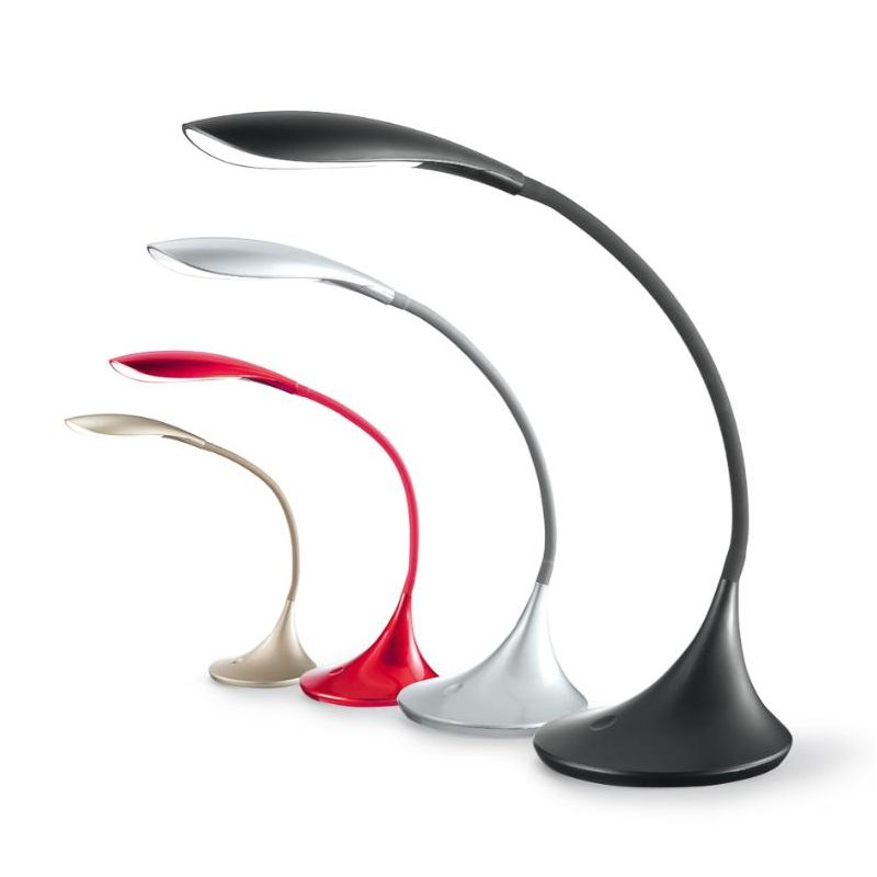 LAMPADA DA TAVOLO A LED 4,5W 3000K CON BRACCIO FLESSIBILE ROSSA,GRIGIA,ORO,BIANCA OPPURE NERA GEA LUCE - Cristalensi Shop Online