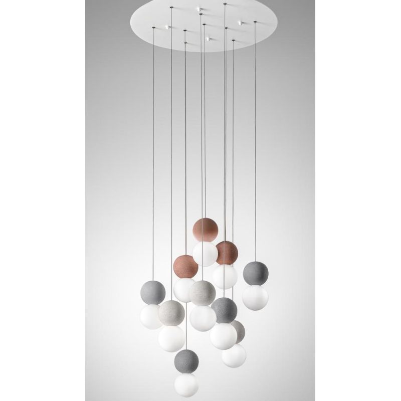SFERA S10 SOSPENSIONE MODERNA 10 LUCI CON SFERE IN CEMENTO IN 3 COLORI VINTAGE DELLA GEA LUCE GEA LUCE - Cristalensi Shop Online