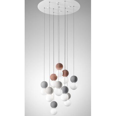 SFERA S10 SOSPENSIONE MODERNA 10 LUCI CON SFERE IN CEMENTO IN 3 COLORI VINTAGE DELLA GEA LUCE GEA LUCE - Cristalensi Shop Online