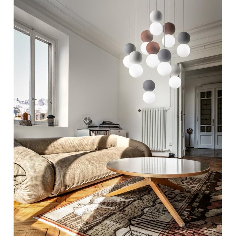 SFERA S10 SOSPENSIONE MODERNA 10 LUCI CON SFERE IN CEMENTO IN 3 COLORI VINTAGE DELLA GEA LUCE GEA LUCE - Cristalensi Shop Online