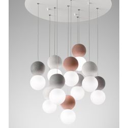 SFERA S10 SOSPENSIONE MODERNA 10 LUCI CON SFERE IN CEMENTO IN 3 COLORI VINTAGE DELLA GEA LUCE GEA LUCE - Cristalensi Shop Online