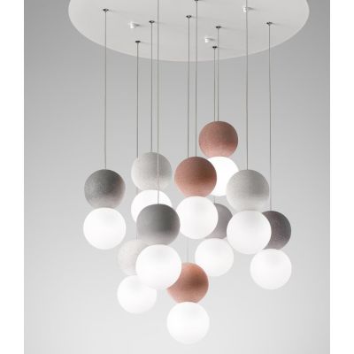 SFERA S10 SOSPENSIONE MODERNA 10 LUCI CON SFERE IN CEMENTO IN 3 COLORI VINTAGE DELLA GEA LUCE GEA LUCE - Cristalensi Shop Online