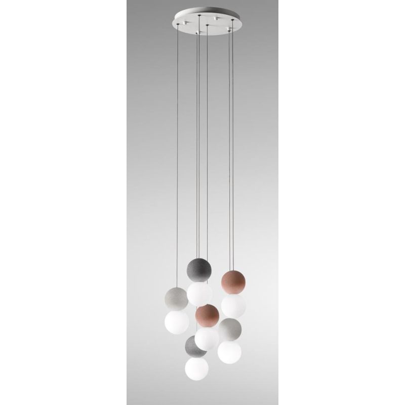 SFERA S6 SOSPENSIONE MODERNA 6 LUCI CON SFERE IN CEMENTO 3 COLORI VINTAGE DELLA GEA LUCE GEA LUCE - Cristalensi Shop Online