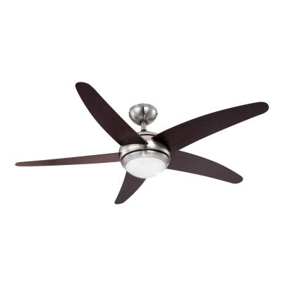 FABIOLA VENTILATORE CON LUCE IN ACCIAIO SATINATO E PALE WENGE' DIAMETRO 132 CM Globo Lighting - Cristalensi Shop Online