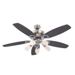 JERRY VENTILATORE DA SOFFITTO DIAMETRO 130 CM ACCIAIO SATINATO PALE BICOLORE Globo Lighting - Cristalensi Shop Online 2