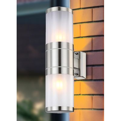 XELOO LAMPADA DA PARETE IN ACCIAIO INOSSIDABILE DA ESTERNO DIFFUSORE BIANCO Globo Lighting - Cristalensi Shop Online