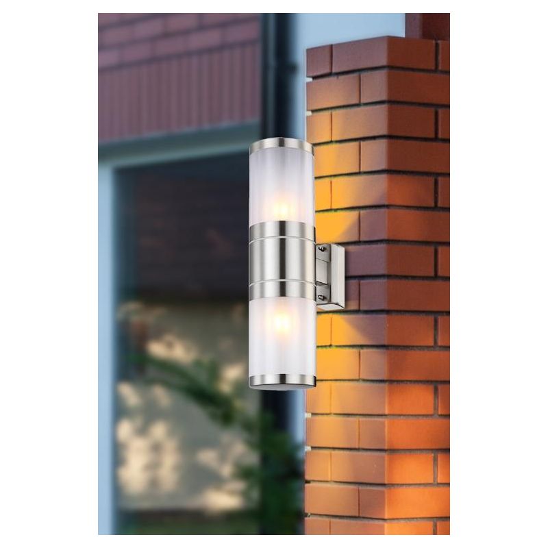 XELOO LAMPADA DA PARETE IN ACCIAIO INOSSIDABILE DA ESTERNO DIFFUSORE BIANCO Globo Lighting - Cristalensi Shop Online