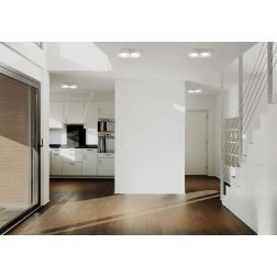 PLAFONIERA A DUE LUCI TONDEGGIANTE IN GESSO BIANCO VERNICIABILE LAMPADINE ATTACCO GX53 CRISTALENSI CERAMICA - Cristalensi Shop O 2