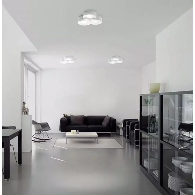 PLAFONIERA A TRE LUCI TONDEGGIANTE IN GESSO BIANCO VERNICIABILE LAMPADINE ATTACCO GX53 CRISTALENSI CERAMICA - Cristalensi Shop O