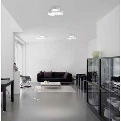 PLAFONIERA A TRE LUCI TONDEGGIANTE IN GESSO BIANCO VERNICIABILE LAMPADINE ATTACCO GX53 CRISTALENSI CERAMICA - Cristalensi Shop O