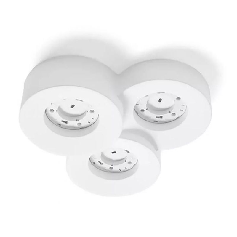 PLAFONIERA A TRE LUCI TONDEGGIANTE IN GESSO BIANCO VERNICIABILE LAMPADINE ATTACCO GX53 CRISTALENSI CERAMICA - Cristalensi Shop O