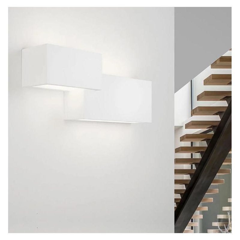 T269 PARO APPLIQUE MODERNA BIEMMISIONE DI LUCE IN GESSO BIANCO VERNICIABILE LAMPADINE ATTACCO G9 Sforzin Illuminazione - Cristal