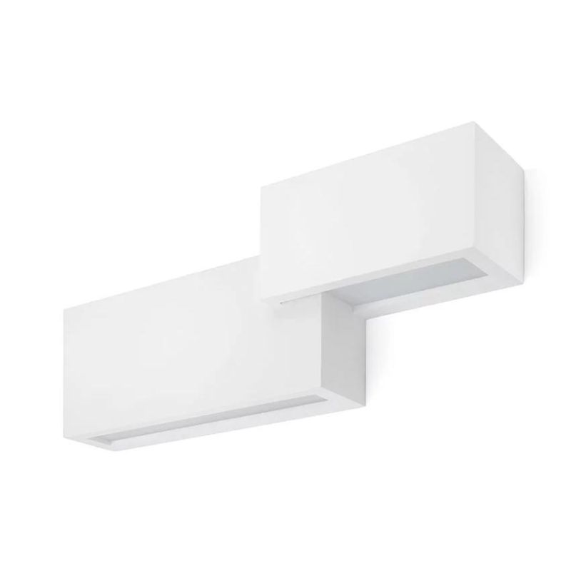 T269 PARO APPLIQUE MODERNA BIEMMISIONE DI LUCE IN GESSO BIANCO VERNICIABILE LAMPADINE ATTACCO G9 Sforzin Illuminazione - Cristal