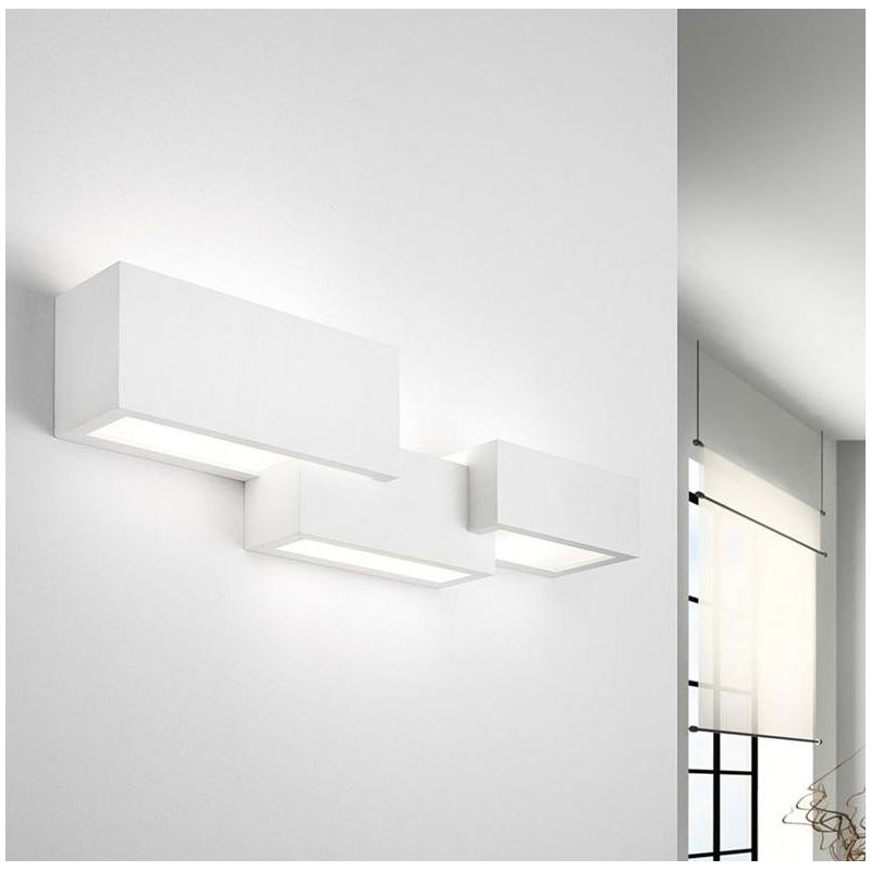 T270 PARO APPLIQUE MODERNA A BIEMMISIONE DI LUCE IN GESSO BIANCO VERNICIABILE LAMPADINE ATTACCO G9 Sforzin Illuminazione - Crist