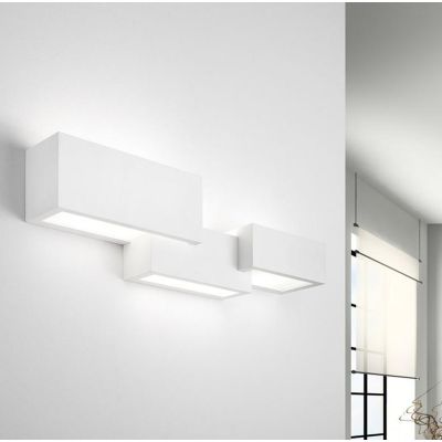 T270 PARO APPLIQUE MODERNA A BIEMMISIONE DI LUCE IN GESSO BIANCO VERNICIABILE LAMPADINE ATTACCO G9 Sforzin Illuminazione - Crist