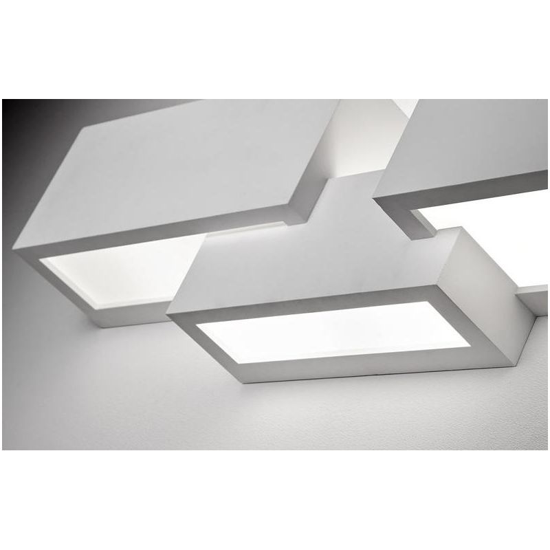 T270 PARO APPLIQUE MODERNA A BIEMMISIONE DI LUCE IN GESSO BIANCO VERNICIABILE LAMPADINE ATTACCO G9 Sforzin Illuminazione - Crist