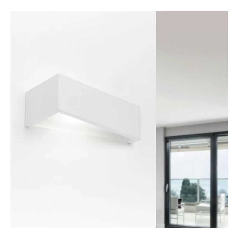 T174.10 TEOS APPLIQUE MODERNA BIEMMISIONE DI LUCE GESSO BIANCO VERNICIABILE LAMPADINE ATTACCO G9 Sforzin Illuminazione - Cristal