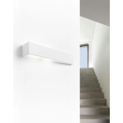 T174.11 TEOS APPLIQUE MODERNA L34.5 CM BIEMMISIONE DI LUCE GESSO BIANCO VERNICIABILE LAMPADINE ATTACCO G9 Sforzin Illuminazione 2
