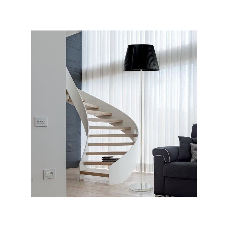 FILIPPA PIANTANA MODERNA IN METALLO CROMO LUCIDO CON PARALUME BIANCO O NERO ATTACCO 1XE27 Padana Lampadari - Cristalensi Shop On