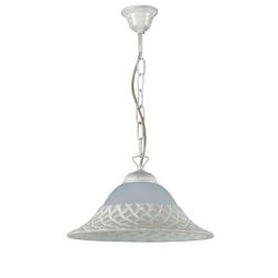 PAMELA SOSPENSIONE SINGOLA D35 CLASSICA METALLO BIANCO-ARGENTO DIFFUSORE IN VETRO ALABASTRO Padana Lampadari - Cristalensi Shop  2