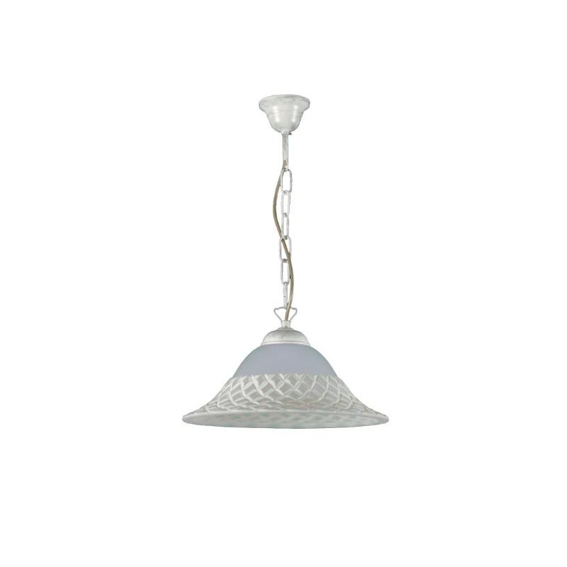 PAMELA SOSPENSIONE SINGOLA D35 CLASSICA METALLO BIANCO-ARGENTO DIFFUSORE IN VETRO ALABASTRO Padana Lampadari - Cristalensi Shop 