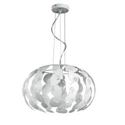 LONDON SOSPENSIONE D53 MODERNA IN METALLO BIANCO CON DECORI TRAFORATI LAMPADINE 3XE27 Padana Lampadari - Cristalensi Shop Online 2