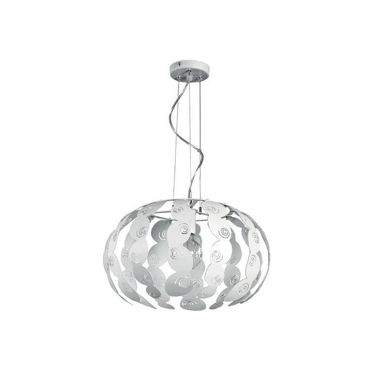 LONDON SOSPENSIONE D53 MODERNA IN METALLO BIANCO CON DECORI TRAFORATI LAMPADINE 3XE27 Padana Lampadari - Cristalensi Shop Online