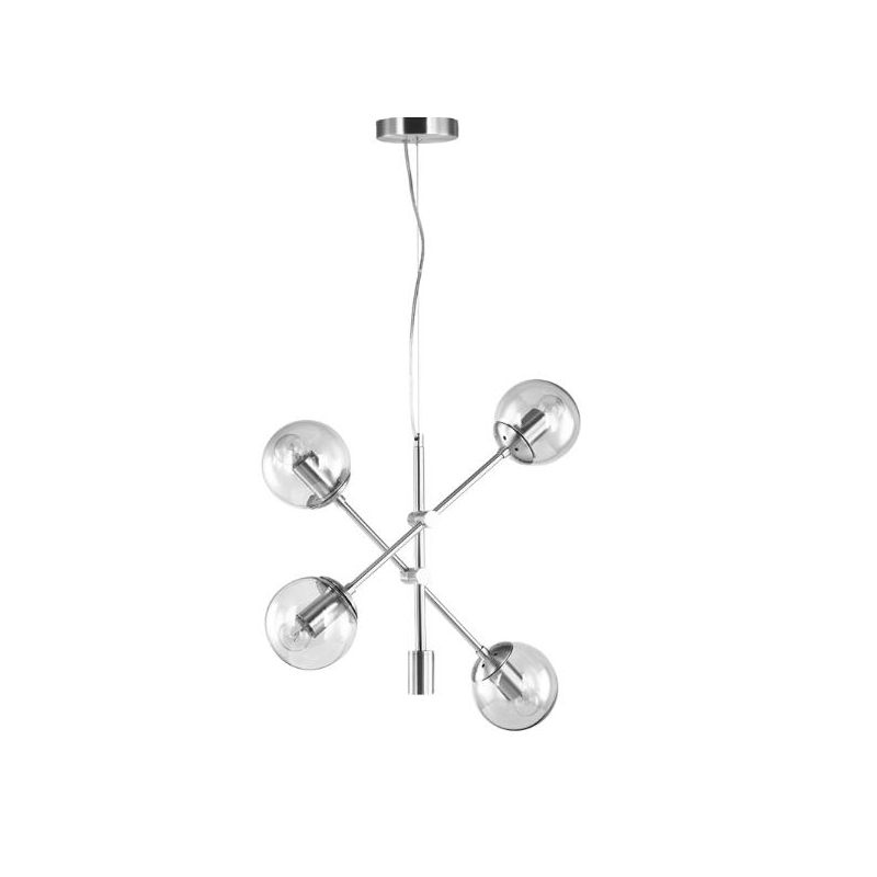 GIOKO SOSPENSIONE 4 LUCI MODERNO METALLO BIANCO,NERO O CROMO CON SFERE IN VETRO Padana Lampadari - Cristalensi Shop Online