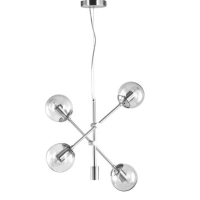 GIOKO SOSPENSIONE 4 LUCI MODERNO METALLO BIANCO,NERO O CROMO CON SFERE IN VETRO Padana Lampadari - Cristalensi Shop Online